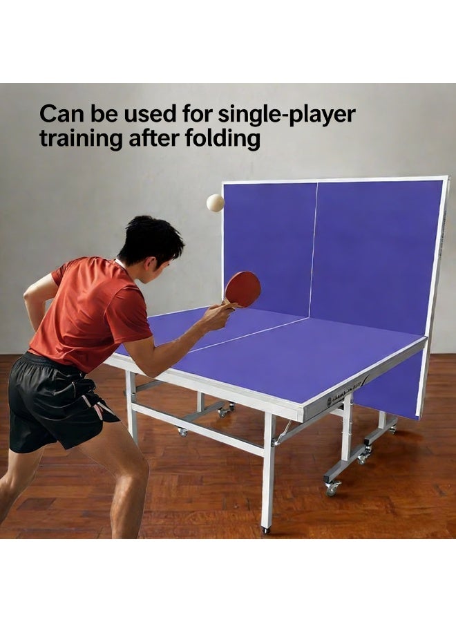 Double Fish GJ2001 Foldable Ping Pong Table, Standard Size Indoor Table Tennis Table with Wheels for Home Training - Image 2
